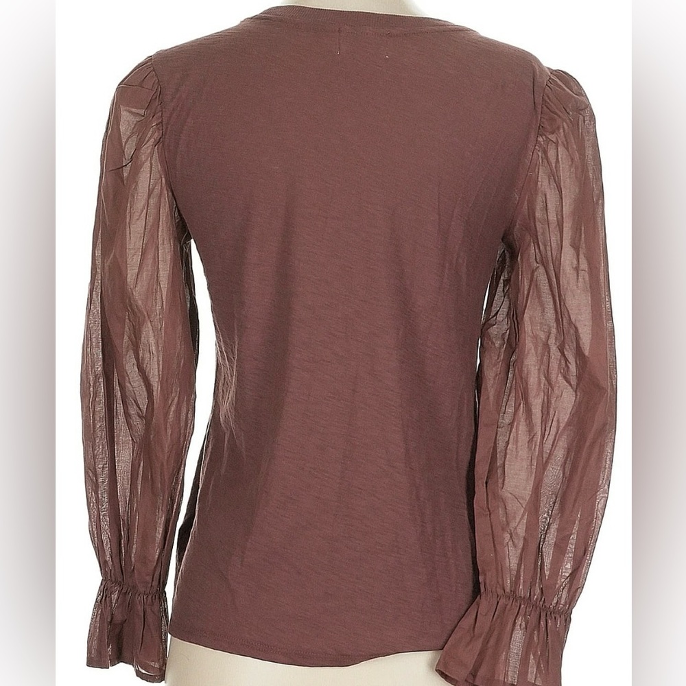 Nation LTD Carly Voluminous Contrast Top Puff Sleeve Pinot Noir in Brown - Picture 6 of 8